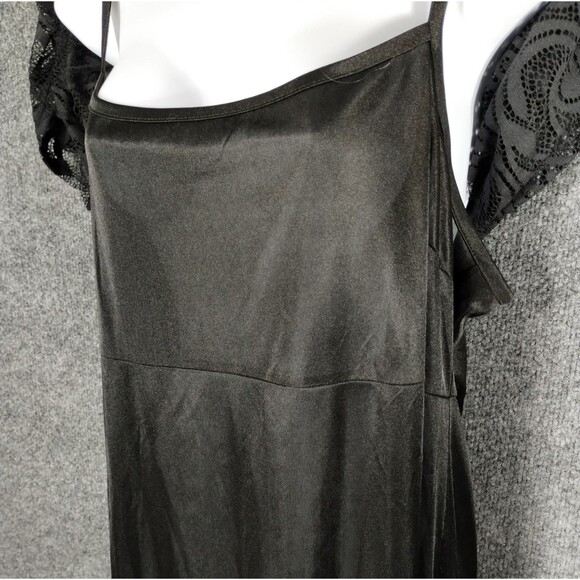 Black Lace Dress XL Knee Length Lined Witchy Goth Dark Renaissance Knee Length - Picture 8 of 13